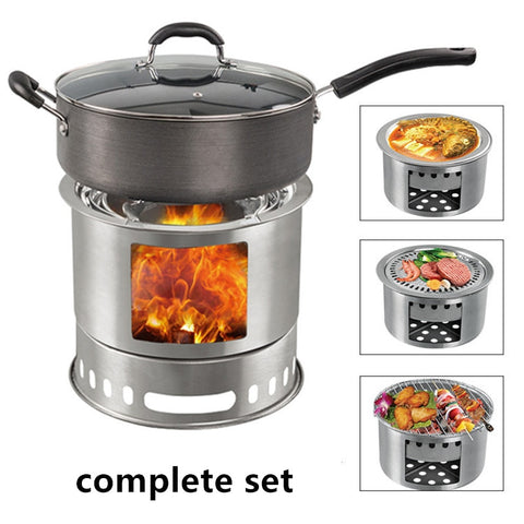 Multifunctional Camping Stove Folding Barbecue Oven Outdoor Firewood Cooker Traveling Picnic BBQ Portable